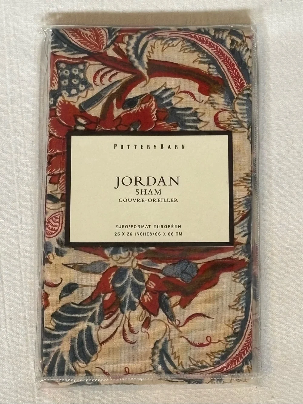 Pottery Barn VTG Jordan Palampore Cotton/Linen Blend Euro Pillow Sham-26”x 26”